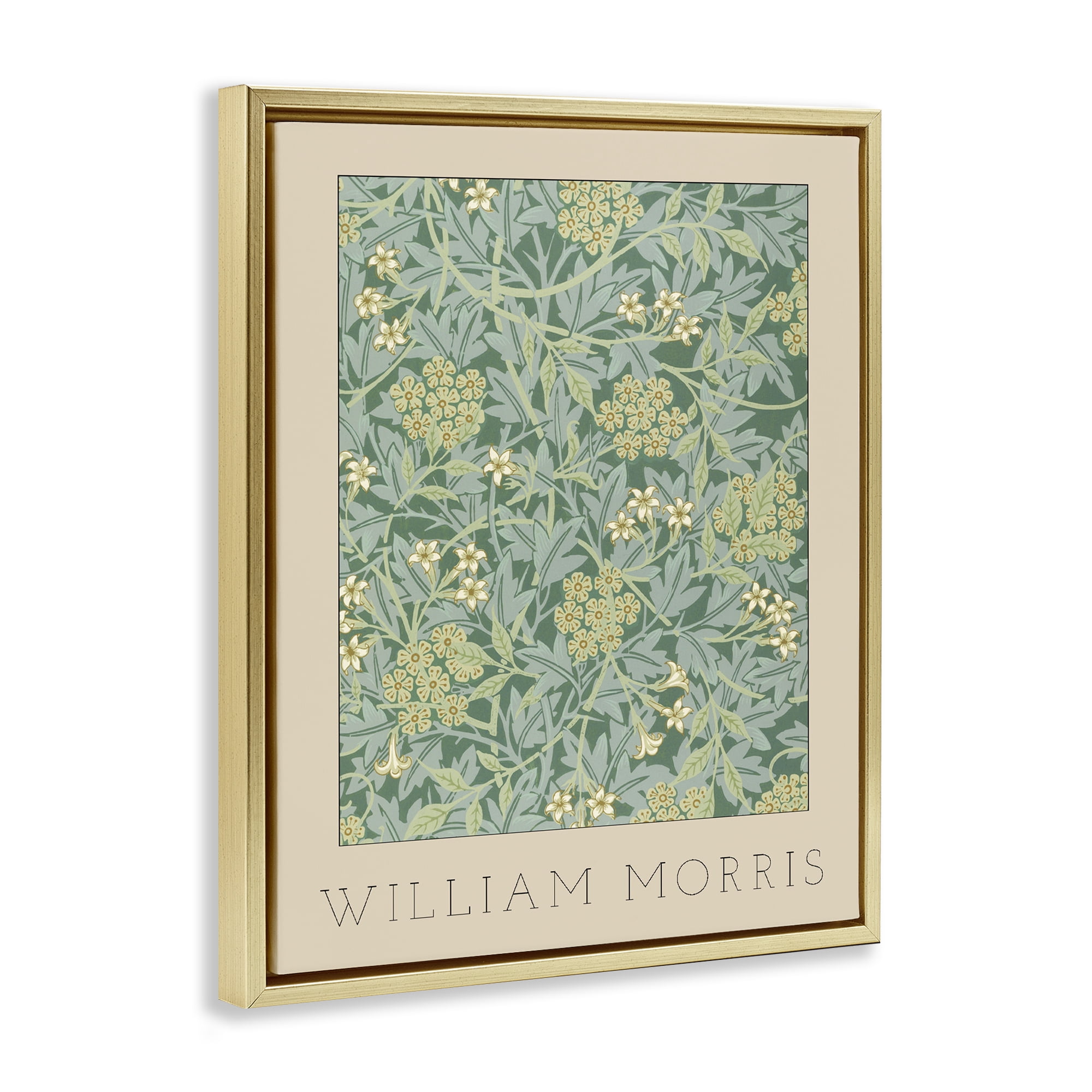 Stupell Industries William Morris Green Tones Gold Framed Floater Canvas Wall Art, design by Lil' Rue
