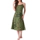 thumbnail image 2 of Noche de mujeres INSPIRE CHIC Vestido de satén floral jacquard con tirantes de espagueti sin mangas escote en V largo midi completo ropa de dormir S Flor Naranja, 2 of 6