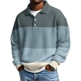 thumbnail image 2 of VV AVEORS Mens Striped Polo Shirts Long Sleeve Collared Waffle Y2K Sweatshirts Plus Size Button Casual Active Work Golf Blouse Light Gray L, 2 of 3