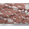 thumbnail image 3 of Soimoi Brown polyester Crepe Fabric Leaves & Azalea Floral Print Sewing Fabric Yard 52 Inch Wide, 3 of 3