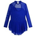 thumbnail image 4 of Alvivi Kids Girls Figure Ice Skating Leotard Dress Long Sleeve Gymnastic Dance Competition Costume Royal Blue 16, 4 of 5