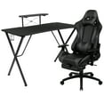 thumbnail image 2 of Emma + Oliver Gaming Bundle-Cup/Headphone Desk & Gray Reclining Footrest Chair, 2 of 12