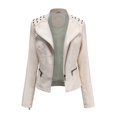 thumbnail image 1 of Nuevo en 2023 Chaqueta de cuero sintético de PU para mujer de invierno con cremallera y remaches, abrigos y chaquetas de moda para motocicleta, primavera y otoño para mujer, 1 of 5
