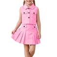 thumbnail image 2 of Tiijoy Girls Summer Outfits Trendy Sleeveless Denim Shirt Pleated Skirt Set, Sizes 2-8, 2 of 5