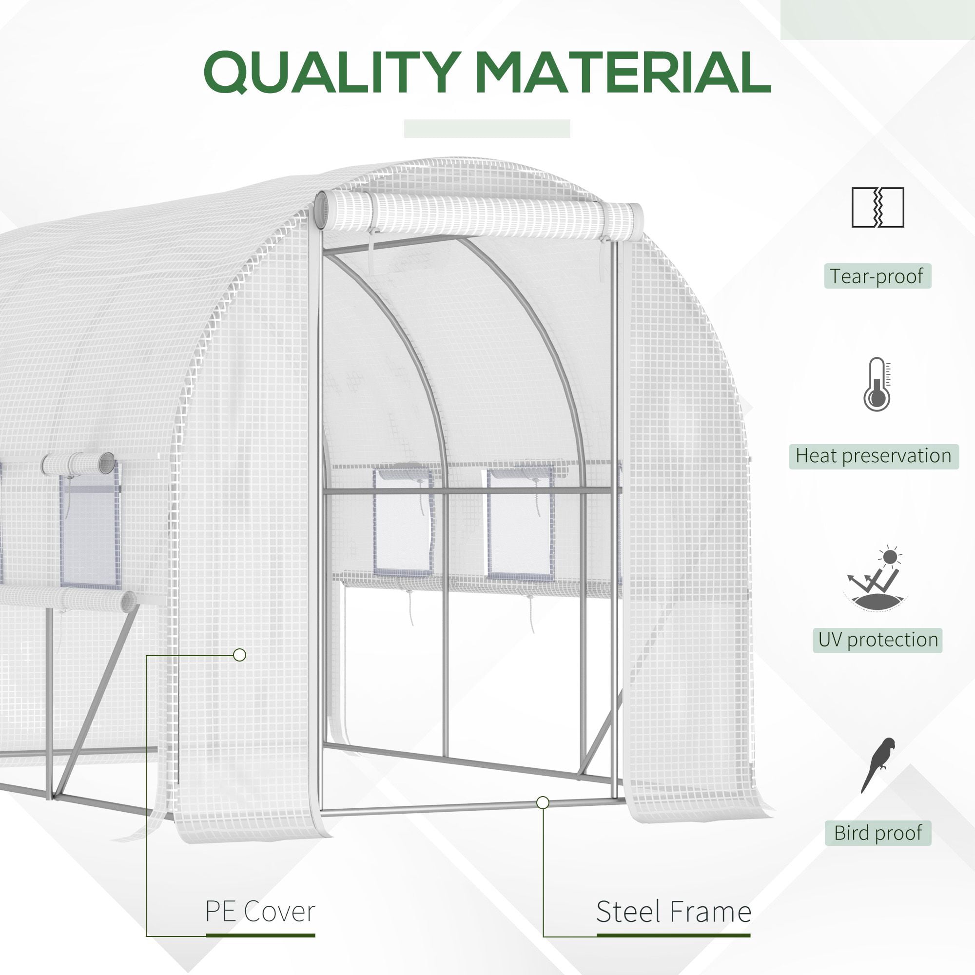 Outsunny 10' x 7' x 7' Walk In Tunnel Greenhouse, Outdoor Green House with Anti-Tear PE Cover
