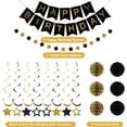 thumbnail image 6 of Black & Gold Birthday Party Decorations - Happy Birthday Banner, Honeycomb Ball, Swirls, Circle Dot Garland, Triangle Flags ,Happy Birthday Party Decorations for Women Men Boys Girls, 6 of 7