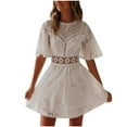 thumbnail image 1 of Yuyuzo Robe d'Été Mini pour Femme au Crochet à Manches Courtes Robe Bohème Col Ras du Cou Ajourée Cache-Maillots d'Été, 1 of 6