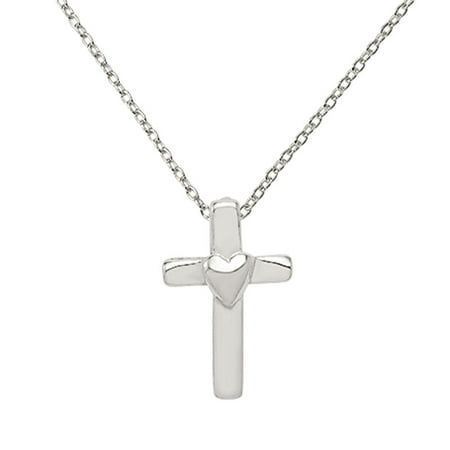 Primal Silver Sterling Silver Small Cross Pendant with 18-inch Chain