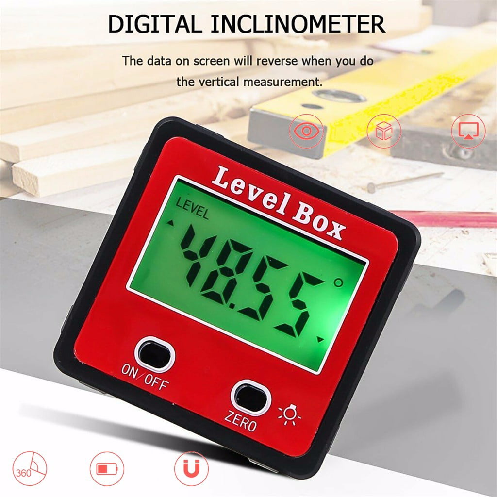 360° Level Box Gauge Digital LCD Inclinometer Protractor Magnetic Angle Finder 