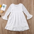 thumbnail image 3 of stylesilove Kids Girl Long Sleeve Cuffs Princess Lace Dress (140/7-8 Years, White), 3 of 4