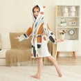 thumbnail image 4 of FORMRS Niños Bathrobe Unisex Hooded Robe Soft Plush Pajamas Sleepwear, Size 7-9T, White Abstract Shapes, 4 of 7