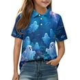 thumbnail image 5 of Grblisyd Girls Shirts Boys Short Sleeve Polo Shirt Halloween Pumpkin Ghost Print Tops 2-13 Years, 5 of 5
