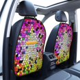 thumbnail image 3 of Naloa Colorful Tie Dye Stained Glass 3 2Pcs Anti-Kick Back Seat Cover Kick Mat, Car Seat Protector with 3 Storage Pockets, 3 of 8