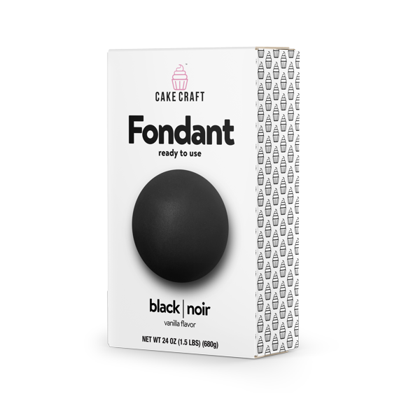 Fondant noir Cake Craft – 24 oz, fondant prêt à l'emploi pour gâteaux, cupcakes et biscuits, texture lisse et facile à rouler, saveur vanille, fabriqué aux États-Unis