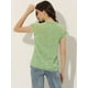 thumbnail image 4 of blusa de gasa con cuello en V de manga corta suelta para mujer Verde Claro S, 4 of 6