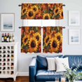 thumbnail image 2 of Summer Radiant Kitchen Curtains Valances and Tiers Set of 3 Sunflower Flower Plants Oil Painting Tier Curtains and Valance with Rod Pocket for Small Windows, 27.5"x24", 2 of 9