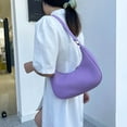 thumbnail image 3 of Retro Women PU Leather Hobos Underarm Bag Small Pure Color Handbag (Purple), 3 of 9