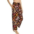 thumbnail image 3 of Kdxio Women's Comfy Stretch 70s Groovy Hippie RetroPrint Drawstring Pajama Pants-Small, 3 of 9