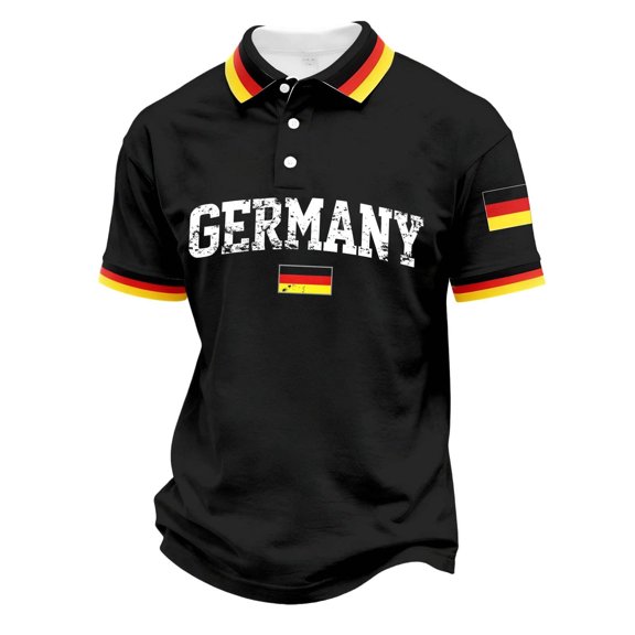 COSFO Germany Mens Polo Shirts Football Mesh Short Sleeve Graphic Tees Pullover Casual Classic Fit Collared Patriotic Tops