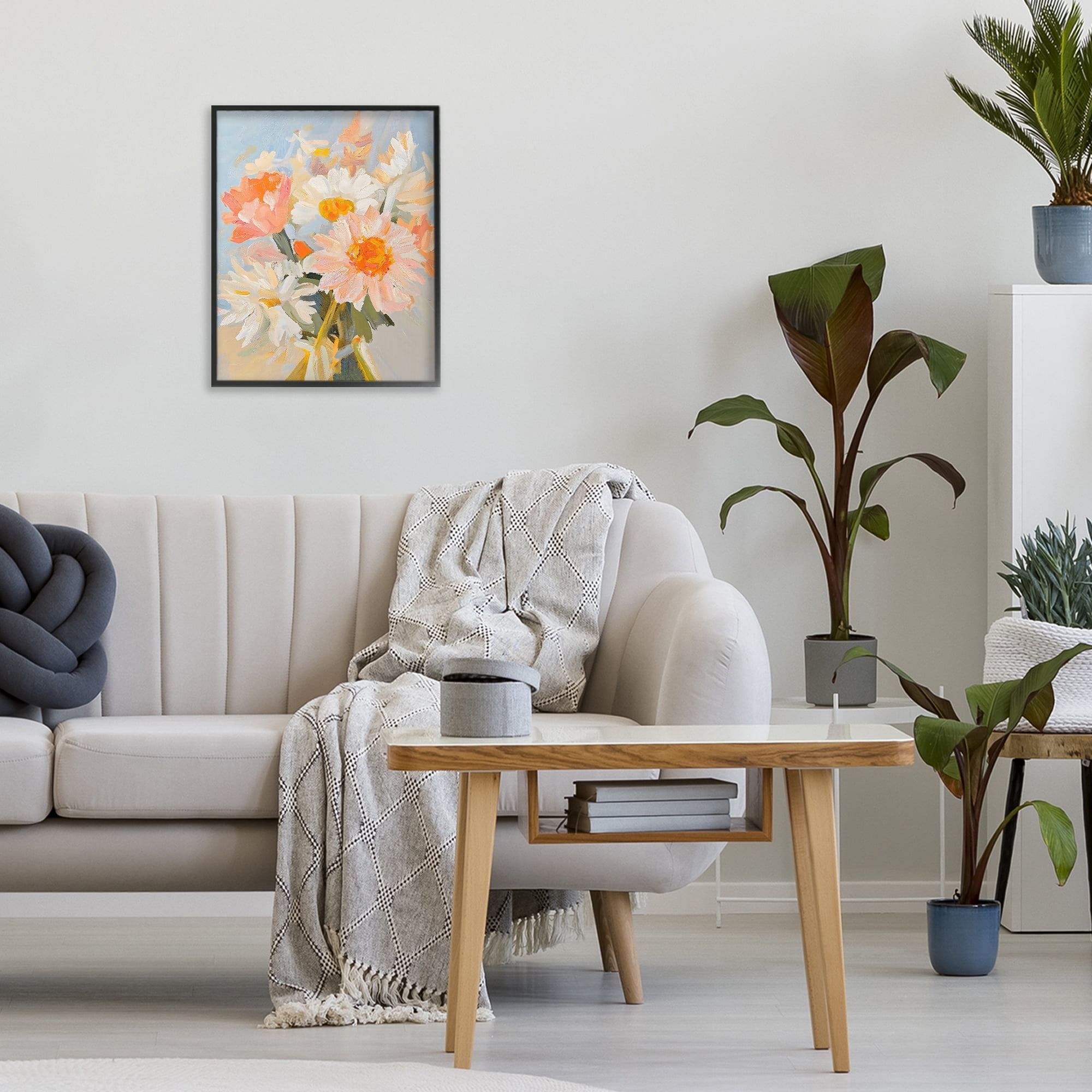 Stupell Industries Orange Spring Floral Bouquet Black Framed Giclee Art, design by The Prints Vibe