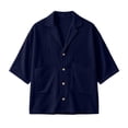 thumbnail image 4 of Avirosel Men's Cuban Camp Collar Shirt Short Sleeve Casual Summer Button Down Gauze Shirt with Pockets Breathable Relaxed Fit Vacation Top Navy, 4 of 8