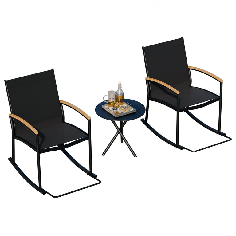 Walsunny 3-Piece Patio Bistro Set with Rocking Chairs and Coffee