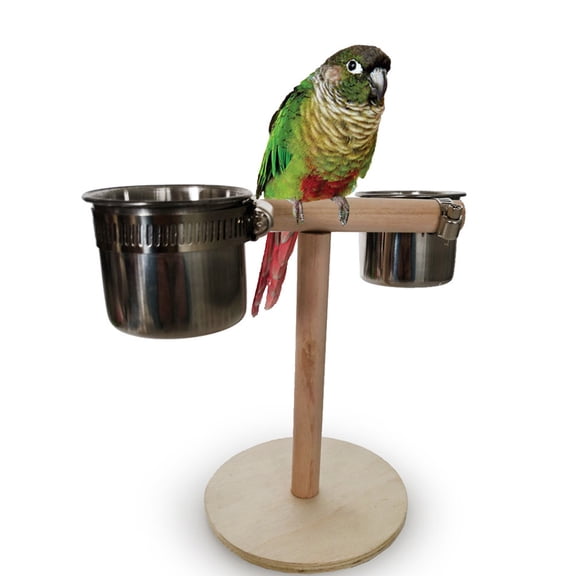 NICEXMAS Standing Pole Parrot Toy with Stainless Steel for Pet Fun and Training Silver 1Pc