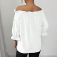 thumbnail image 5 of Women's Off Shoulder Top Bow Tie Front Layered Ruffle Short Sleeve Blouse Top, 5 of 6