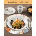 thumbnail image 3 of 13 Inch Round Placemats Set of 6, Orange Blue Pumpkins Fall Non Slip Heat Insulation PP Table Mats, Thanksgiving Maple Leaf Birds Washable Place Mats for Kitchen Dining Party Table Decor, 3 of 7