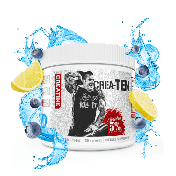 5% Nutrition CreaTEN Flavored Creatine Powder Supplement for Muscle Gain Max Power Strength Endurance and Recovery (Blueberry Lemonade)