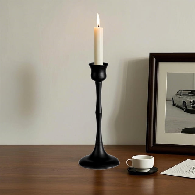 Candelabros Vintage de Hierro Forjado Negro | Adorno Decorativo para Mesa de Comedor | Portavelas para Velas Aromáticas | Cena a La Luz de Las Velas | Tamaño: 18,6 X 7,4 X 2,1 Cm | Peso: 300 G | Dise