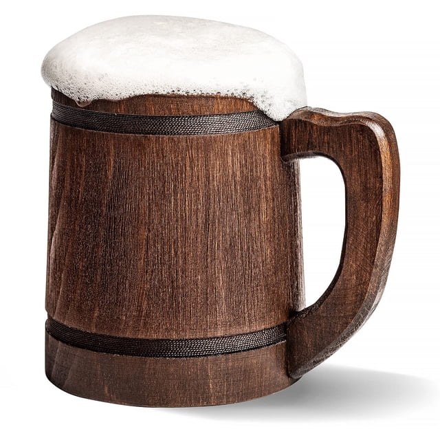 Cerveza de raíz Beer Stein HOZPROM, 600 ml, hecha a mano de madera con vaso