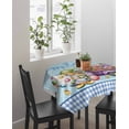 thumbnail image 4 of Easter Suqare Tablecloth - 54 x 54 Inch, Gnomes Colorful Dots Eggs Truck Flowers Blue Plaid Waterproof & StainResistant Tablecloth, Washable Oil-proof Table Cover for Dining/Party/Wedding/Buffet, 4 of 9