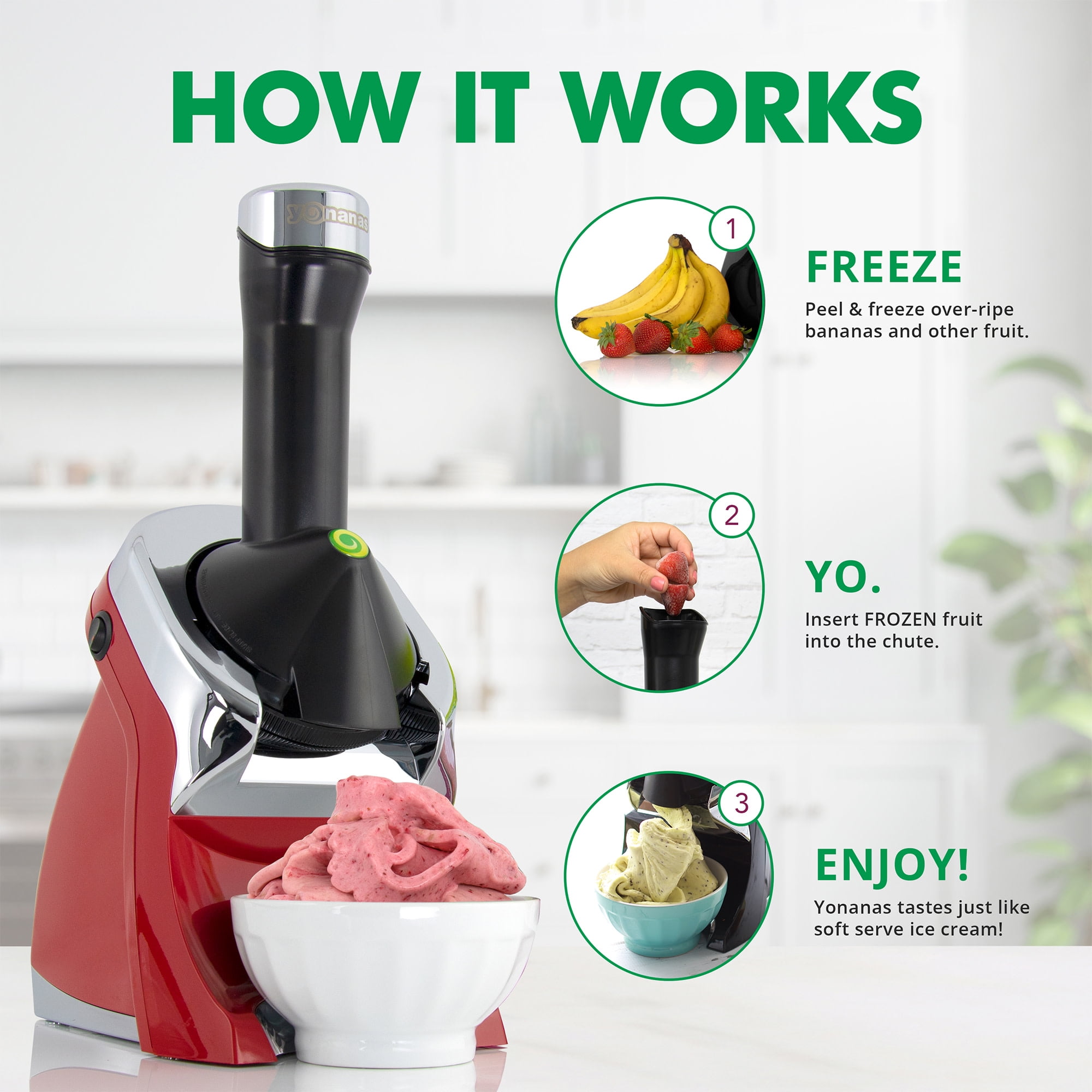 Ice Cream Makers, Fully Automatic Mini Fruit Soft Serve Ice Cream Machine  Simple One Push Operation, Great for Making Healthy Soft Serve Sherbet