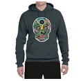 thumbnail image 2 of Day Of The Dead Calavera Skull Colorful Trippy | Mens Pop Culture Hooded Sweatshirt Graphic Hoodie, Charcoal, Large, 2 of 4