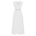 thumbnail image 3 of Pounoo Robes Portefeuille Ceinturées pour Femmes Coupe Décontractée Silhouette Fluide Tissu Léger Style Vacances Robes Midi Cadeau, 3 of 5