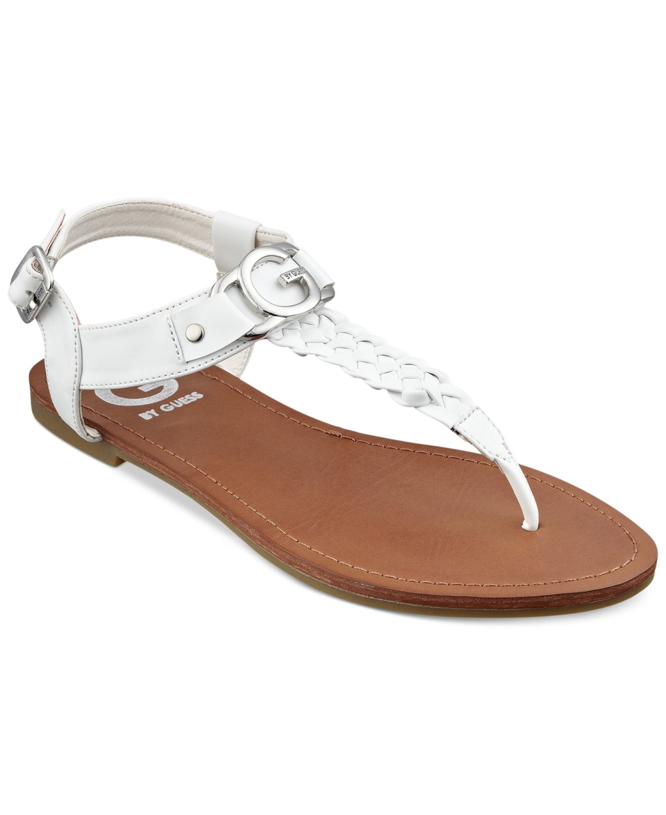 g by guess white sandals