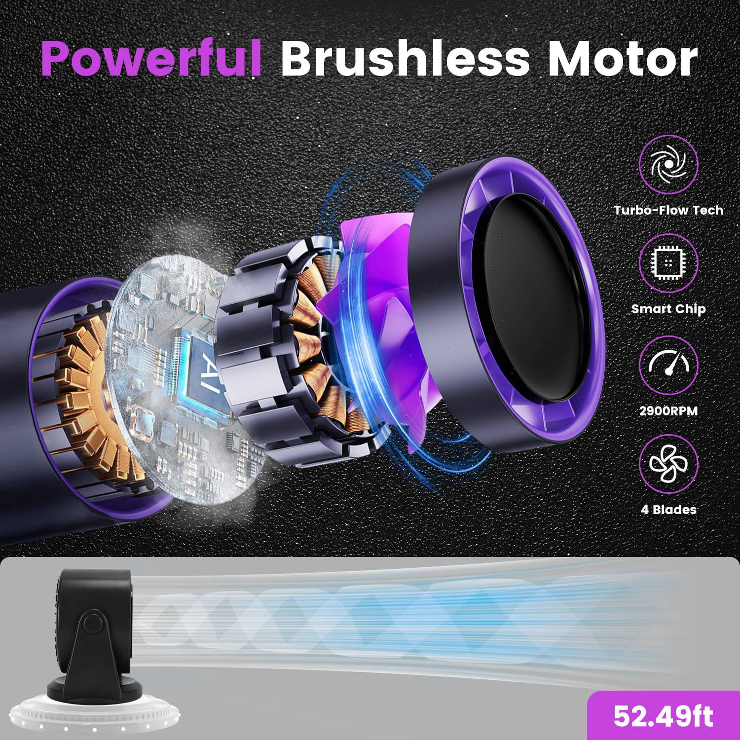 Portable USB Table Fan 100 Speed Settings Real-Time LCD Display Battery Indicator, 120 Degree Adjustable Tilt Desktop Wall Mount 4000mAh Wireless Cooling Fan