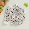 thumbnail image 3 of Okbabeha Newborn Baby Girl Boy Halloween Outfit Pumpkin Sweatshirt Oversized Bubble Romper Onesie Infant Fall Clothes, 3 of 7