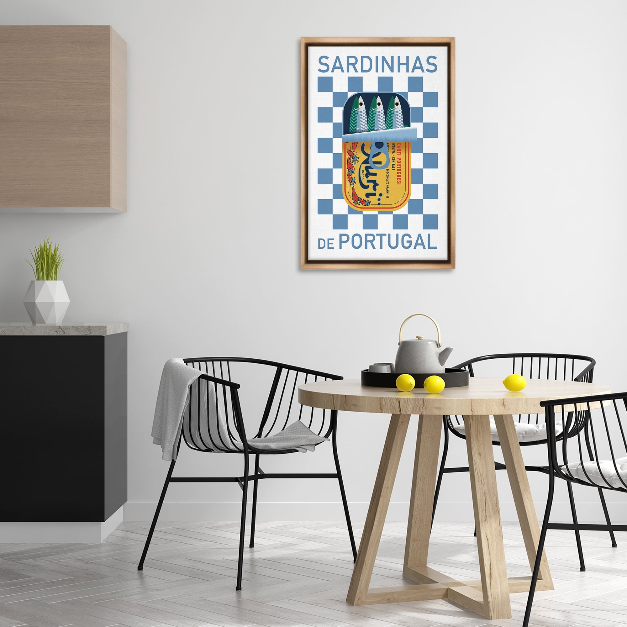 Stupell Industries Portuguese Sardines Can Food & Beverage Painting Brown Floater Framed Art Print Wall Art, 21 x 31