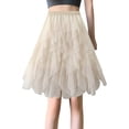 thumbnail image 1 of Falda tutú de tul hasta la rodilla para mujer, con capas, para fiesta de graduación, con fajín desmontable, 1 of 8