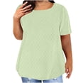thumbnail image 3 of DDAPJ pyju Women's Plus Size Tunic Tops Dressy Summer Eyelet Blouses Short Sleeve Round Neck Casual Loose Fit Tee Shirts Limited Time Sales Green XXL, 3 of 6