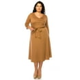 thumbnail image 2 of Women's Plus Size Wrap Dress 3/4 Sleeve V Neck Waist Tie, 2 of 6