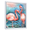 thumbnail image 3 of Designart 'Pink Flamingos Love Birds In Blue Water I' Farmhouse Framed Canvas Wall Art Print, 3 of 5