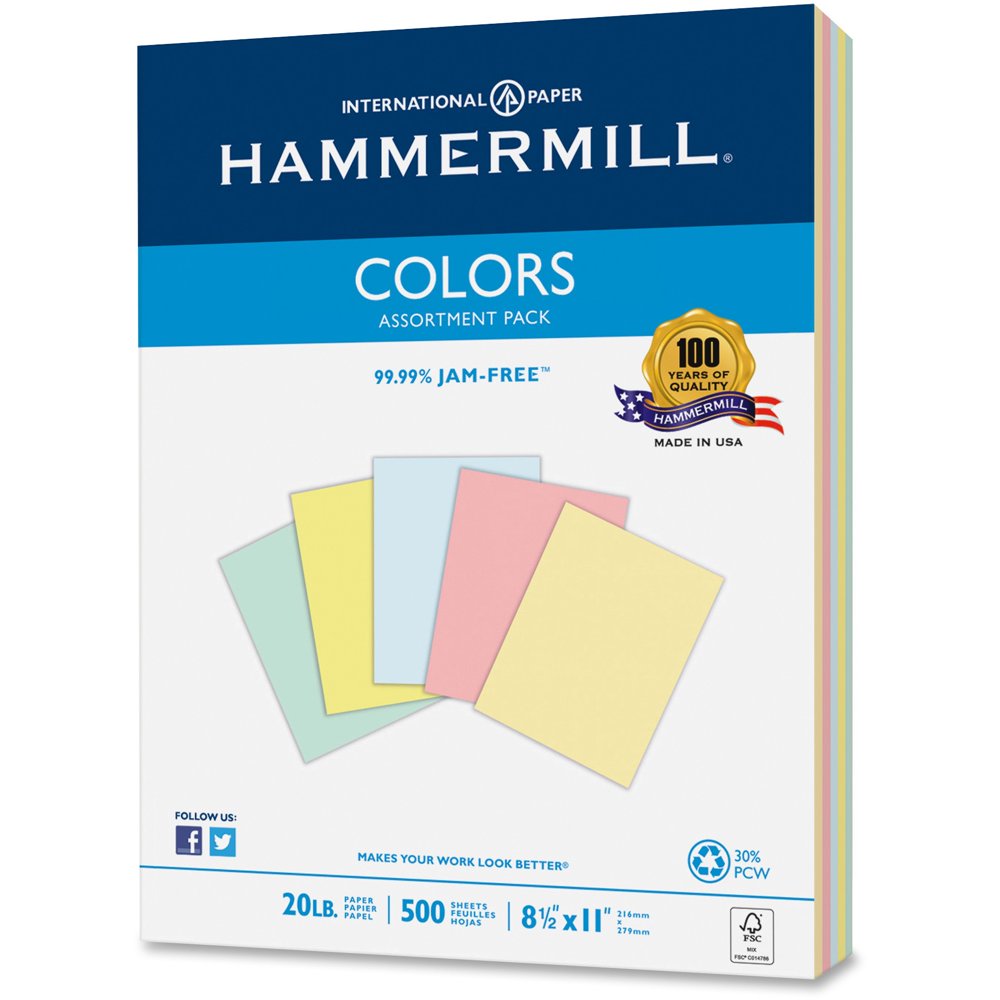 Hammermill, HAM102120, 20lb Colors Assortment Paper, 1 Ream, Blue