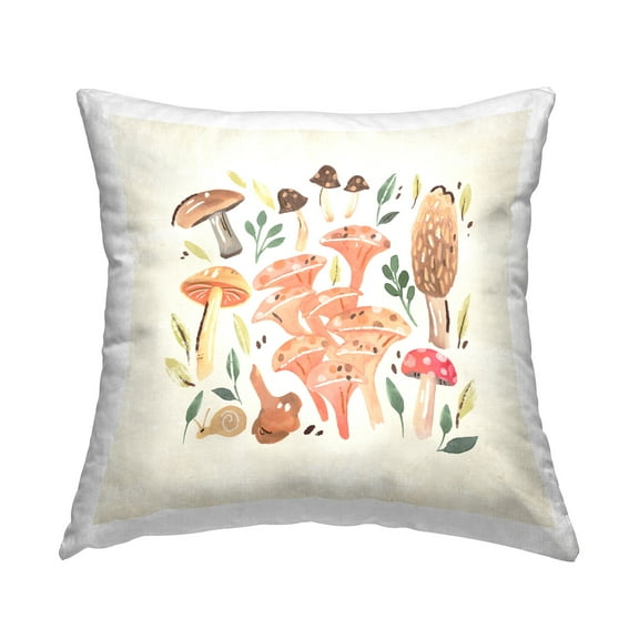 Stupell Industries Subtle Mushroom Pattern Decorative Printed Throw Pillow Design by Annie Warren