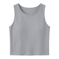 thumbnail image 7 of Women's Summer 2 Piece Outfits Set Solid Color Round neck Sleeveless Tank Crop Top Wide Leg pants Set Pockets Gray XXXL(XXXL), 7 of 7