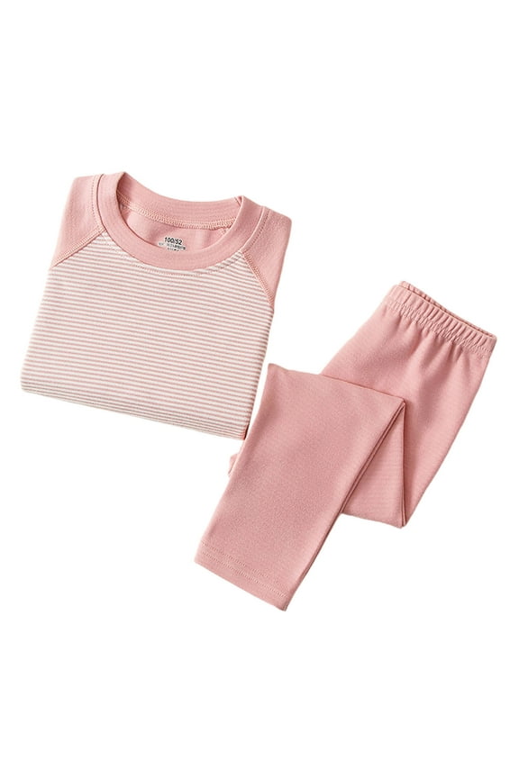 Kids Round Neck Solid Color Thermal Base Layer Top and Bottoms Pants Set Fall Winter Cozy Warm Underwear Set for Children 2-14 Years(Pink,12 Years)
