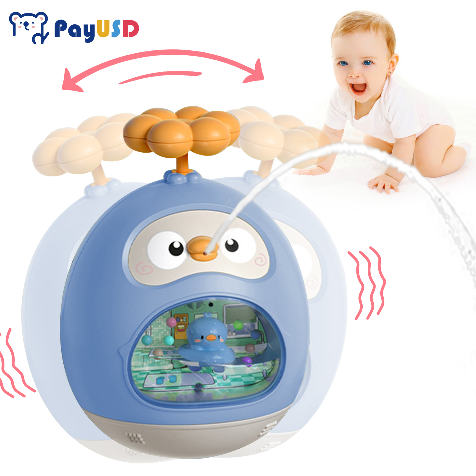 PayUSD Baby Bath Toys Cute Little Duck Roly Poly Toys Water Toys for