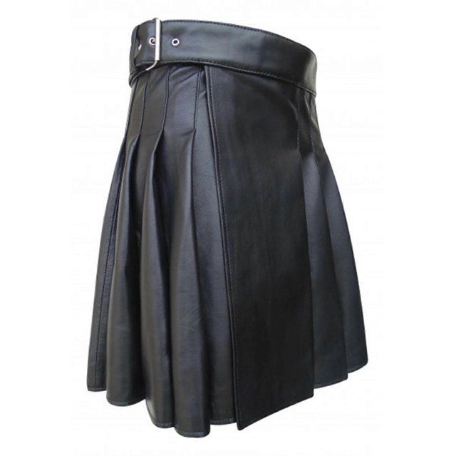 Falda escocesa de fiesta para hombre, falda plisada de cuero punk para hombre, talla XL, negra